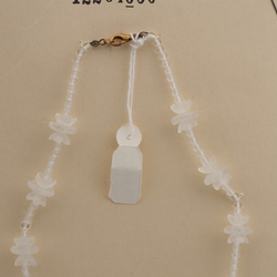 Vintage Czech necklace clear frost flower glass beads 