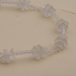 Vintage Czech necklace clear frost flower glass beads 