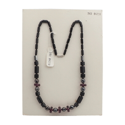 Vintage Czech necklace black hematite purple glass beads 