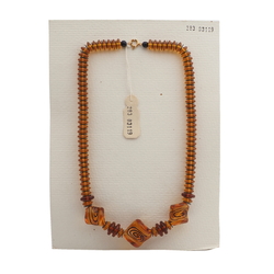 Vintage Czech necklace topaz overlay lampwork glass beads 