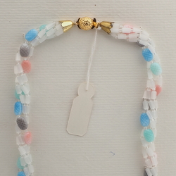 Vintage Czech 4 strand necklace frost satin atlas pastel glass beads 