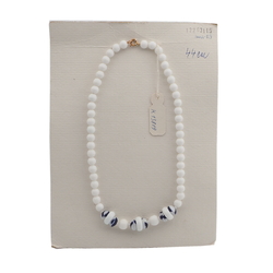 Vintage Czech necklace white blue marble glass beads 