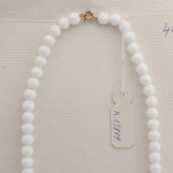 Vintage Czech necklace white blue marble glass beads 