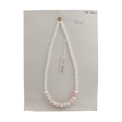 Vintage Czech necklace white pink marble glass beads 