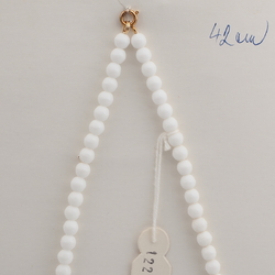 Vintage Czech necklace white pink marble glass beads 
