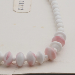 Vintage Czech necklace white pink marble glass beads 