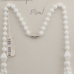 Vintage Czech 1 to 4 strand necklace white frost clear glass beads 23"