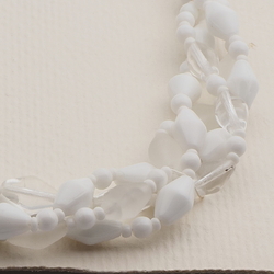 Vintage Czech 1 to 4 strand necklace white frost clear glass beads 23"