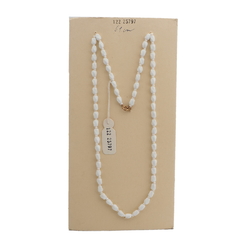 Vintage Czech necklace white oval twist glass beads 24"