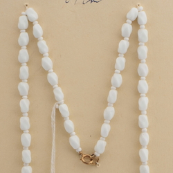 Vintage Czech necklace white oval twist glass beads 24"