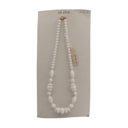 Vintage Czech necklace white oval rondelle round glass beads 