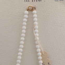 Vintage Czech necklace white oval rondelle round glass beads 
