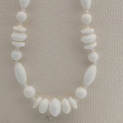 Vintage Czech necklace white oval rondelle round glass beads 
