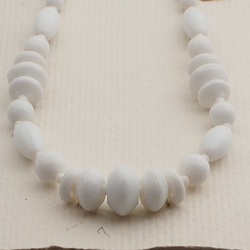 Vintage Czech necklace white oval rondelle round glass beads 