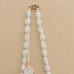 Vintage Czech necklace white oval twist glass beads