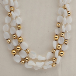 Vintage Czech 3 strand necklace opaline glass beads