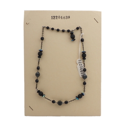 Vintage Czech link necklace black grey vitrail glass beads 