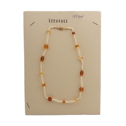 Vintage Czech necklace topaz pearl glass beads 