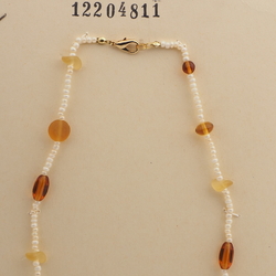 Vintage Czech necklace topaz pearl glass beads 