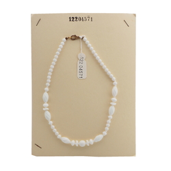 Vintage Czech necklace white rondelle twist oval glass beads 