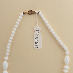 Vintage Czech necklace white rondelle twist oval glass beads 