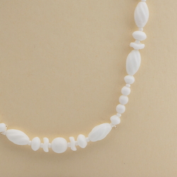 Vintage Czech necklace white rondelle twist oval glass beads 
