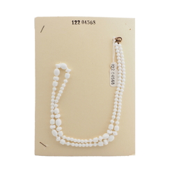 Vintage Czech necklace white glass beads 27"