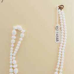 Vintage Czech necklace white glass beads 27"