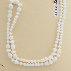 Vintage Czech necklace white glass beads 27"
