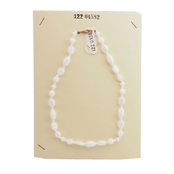 Vintage Czech necklace white pinched oval twist glass beads