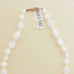 Vintage Czech necklace white pinched oval twist glass beads