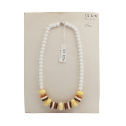 Vintage Czech necklace white topaz yellow marble glass beads 