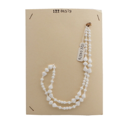 Vintage Czech necklace white glass beads 23"