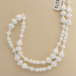 Vintage Czech necklace white glass beads 23"