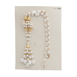 Vintage Czech link tassle necklace white glass beads
