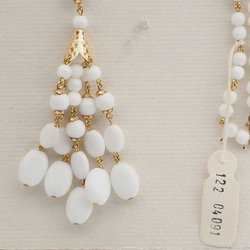 Vintage Czech link tassle necklace white glass beads