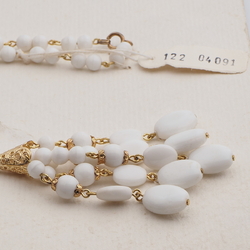 Vintage Czech link tassle necklace white glass beads