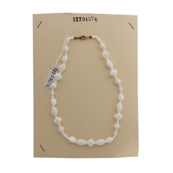 Vintage Czech necklace white bicone square triangle glass beads 