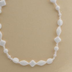 Vintage Czech necklace white bicone square triangle glass beads 