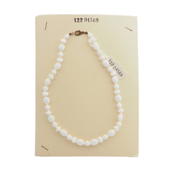 Vintage Czech necklace white oval nugget glass beads 