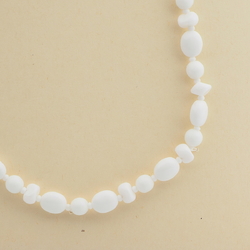 Vintage Czech necklace white oval nugget glass beads 
