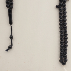 Vintage Czech black glass beaded prayer bead strand 