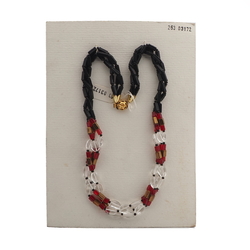 Vintage Czech 3 strand necklace clear black red bronze glass beads