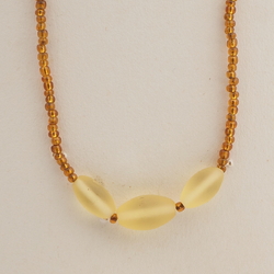 Vintage Czech necklace frost topaz oval glass beads 