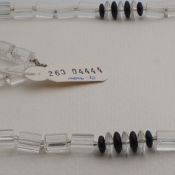 Vintage Czech necklace black clear rondelle pentagon glass beads 