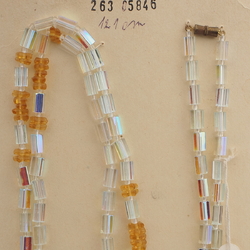 Vintage Czech necklace AB pentagon topaz glass beads 48"