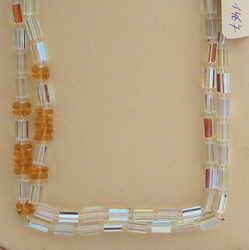 Vintage Czech necklace AB pentagon topaz glass beads 48"