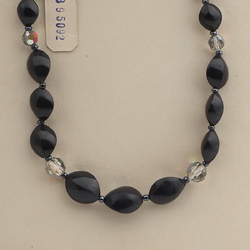 Vintage Czech necklace AB glass black plastic beads 