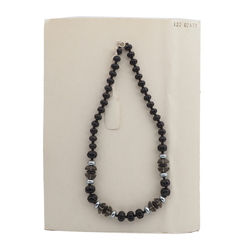 Vintage Czech necklace black melon pearl green glass beads