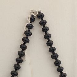 Vintage Czech necklace black melon pearl green glass beads